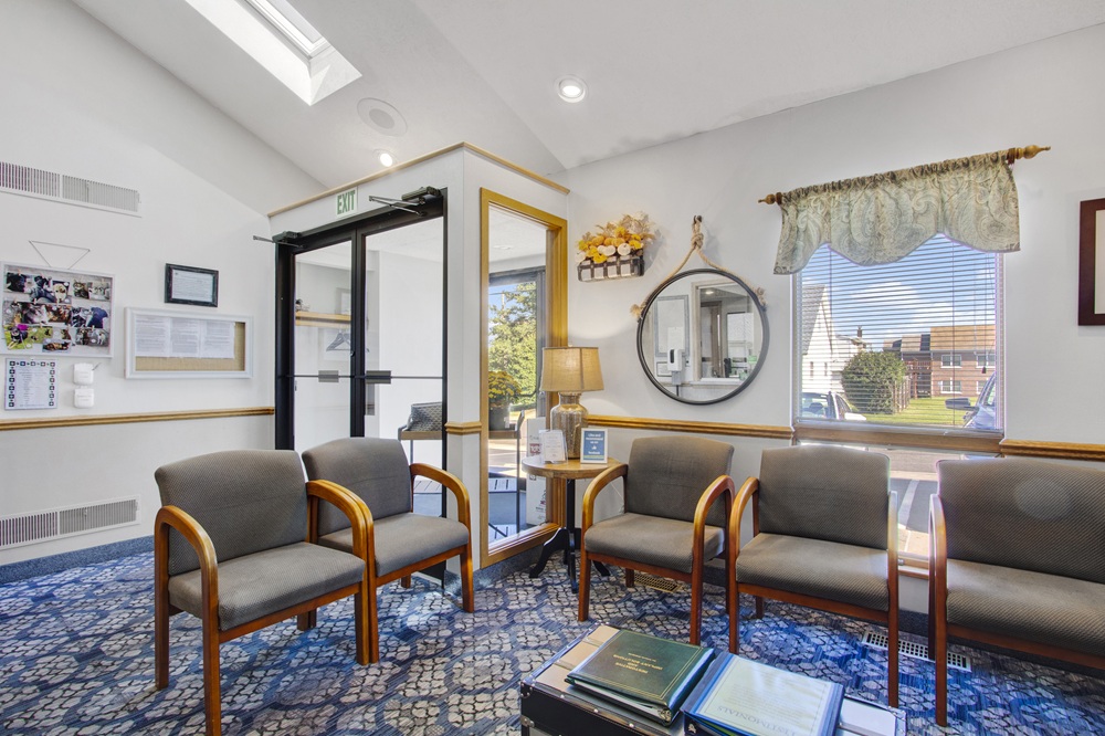 Patient reception and waiting area inside the dental office