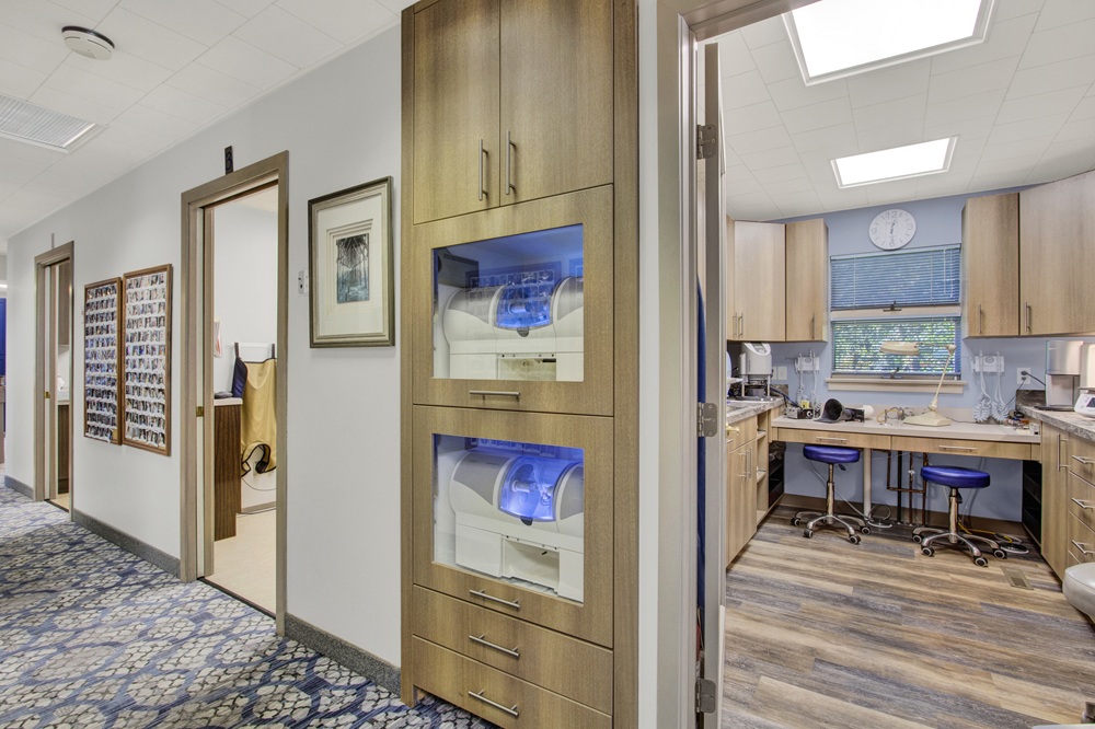 Interior hallway leading to consultation rooms and clinical areas